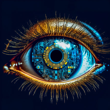 eye artificial intelligence vision, robotic eye, made with Generative AIの素材