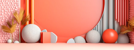 creative art memphis style banner with copy space, made with Generative AIの素材