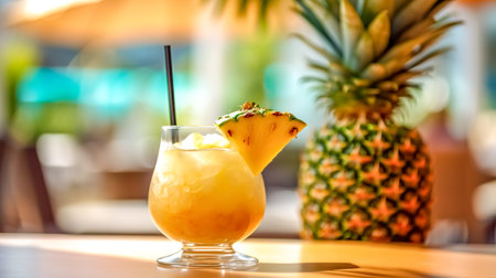 mixed refreshing summer drink with pineapple juice, pina colada, made with Generative AIの素材