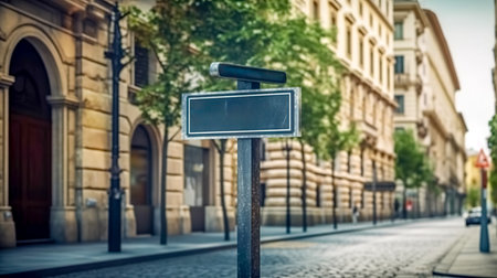Ð±Ð»Ð°Ð½Ðº sign on the street of a latin South American city, made with Generative AIの素材