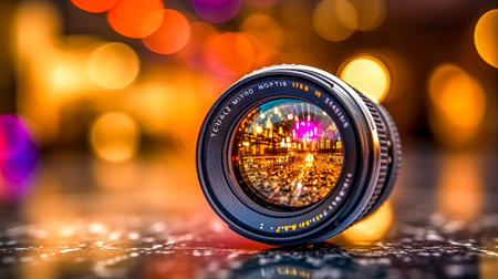 camera lens abstract background bokeh made with Generative AIの素材