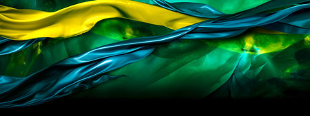 waving art creative image drawn watercolors with colors and elements of the brazilian flag, banner made with Generative AIの素材