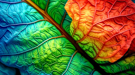 art detail of a colorful leaf from a tree, made with Generative AIの素材