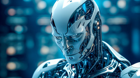 portrait of a robot made using the most advanced modern technologiesの素材