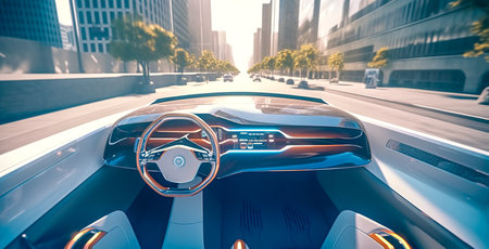 futuristic car interior design with modern technologiesの素材