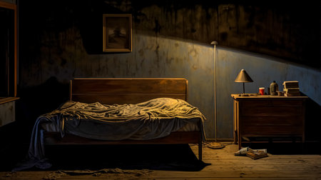 dark bedroom in old house, haunted roomの素材