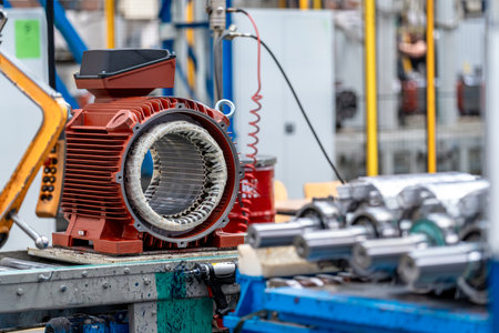 metal casing of the electric motor in productionの写真素材
