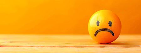 Yellow Sad Face Emoji on Orange Backgroundの素材