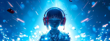 Cybernetic dreamscape with futuristic djの素材