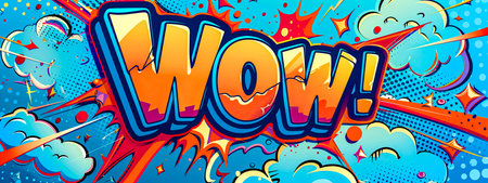 Colorful comic book wow explosionの素材