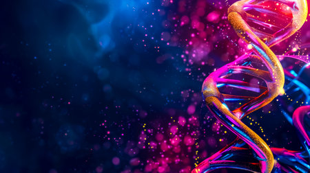Colorful dna strand in abstract spaceの素材
