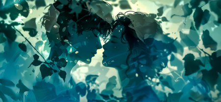 Ethereal love - abstract artistic representation of a coupleの素材