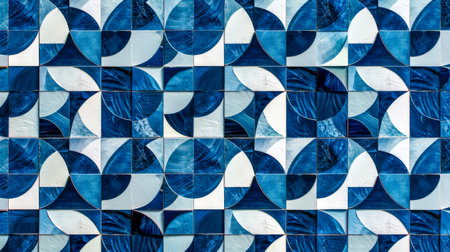 Abstract blue geometric mural patternの素材