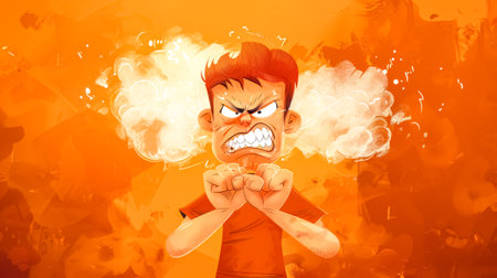 Young man experiencing intense anger and frustrationの素材
