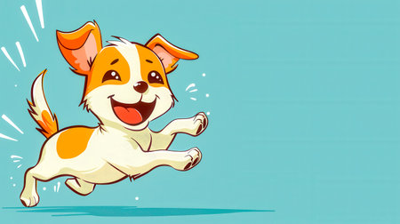 Happy cartoon puppy running with tongue outの素材
