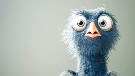 Cute cartoon bird looking curious with big eyesの素材