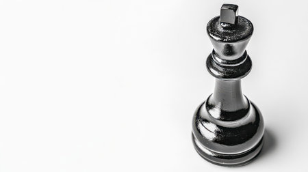 Black king chess piece standing on white backgroundの素材