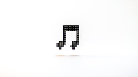 Pixel art musical note floating on white backgroundの素材