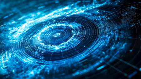 Abstract technology background with circular shapes forming a big data vortexの素材