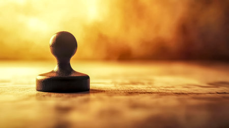 Notary public rubber stamp standing on a desk under golden lightの素材