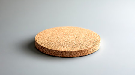 Single round cork coaster resting on neutral surfaceの素材