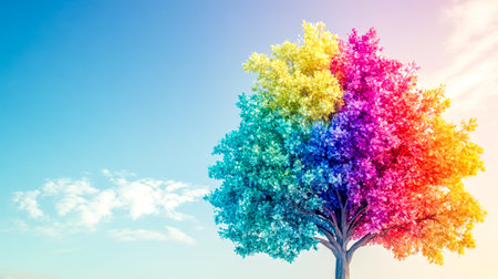 Colorful tree showing diversity and harmony in natureの素材