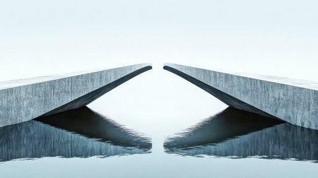 Bridge connecting two sides symbolizing building bridges and reconciliationの素材