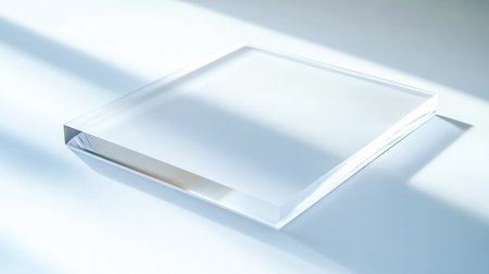 Transparent acrylic sheet casting shadow on white backgroundの素材