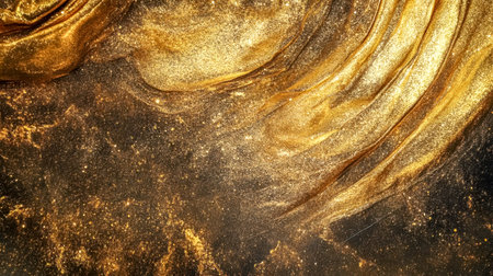 Golden glitter and luxurious textures creating a sparkling backgroundの素材