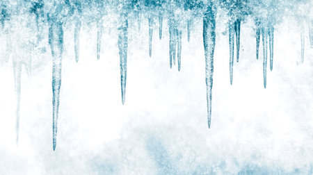 Frosty air forming small icicles on a winter dayの素材