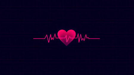 Heartbeat line showing vital signs on ekg monitor with heart symbolの素材