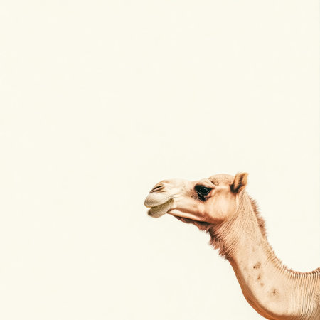 Camel chewing cumin seed on minimalist backgroundの素材