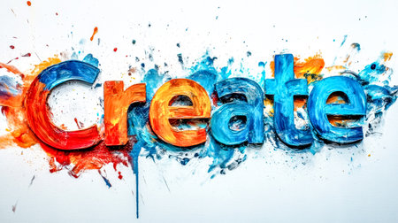 Create sign with vibrant acrylic brushstrokes inspiring creativityの素材