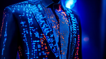 Futuristic suit with thermo active fibers changing color in the darkの素材