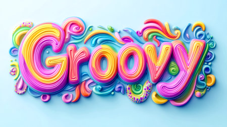 Groovy rainbow candy writing celebrating the psychedelic styleの素材