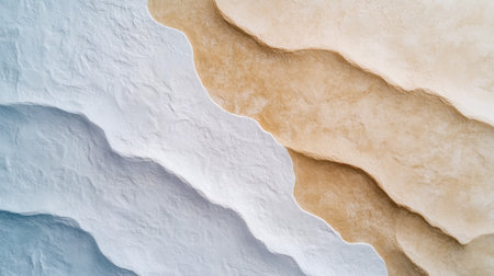 Birds eye view of sand dunes creating dynamic patterns with light and shadowの素材