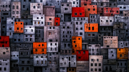 Densely packed buildings creating urban landscape textureの素材