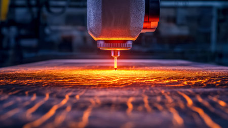 Laser scanner measuring wooden plank in manufacturing processの素材