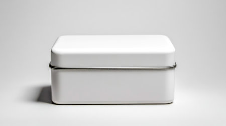 Sleek white tin container with minimalist matte finish, offering clean storage solution matching contemporary interior design and multipurpose functionalityの素材