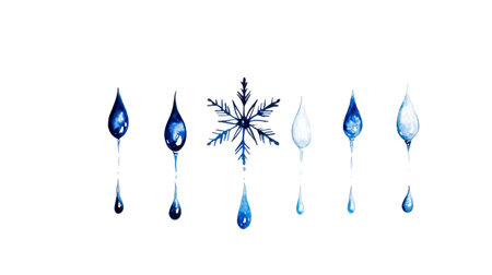 Drops transforming into snowflake, showing freezing processの素材