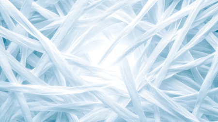 Light blue raffia ribbons creating a soft and elegant backgroundの素材