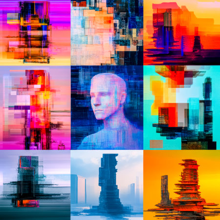 Artificial intelligence generating abstract and surreal cityscapesの素材