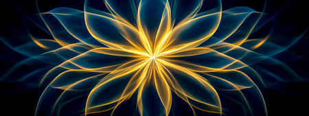 Golden flower blooming in the dark, abstract background designの素材