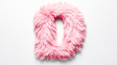 Pink furry number zero on white background representing fashion and glamourの素材