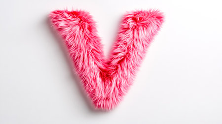 Pink furry letter v on white background representing victory and vibrancyの素材