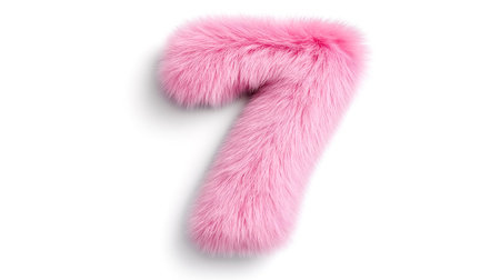 Pink furry number seven on white background representing softnessの素材