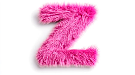 Pink furry letter z on white background representing softness and luxuryの素材