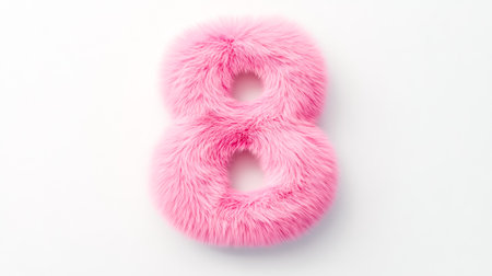 Pink fluffy number eight on white background representing international womens dayの素材