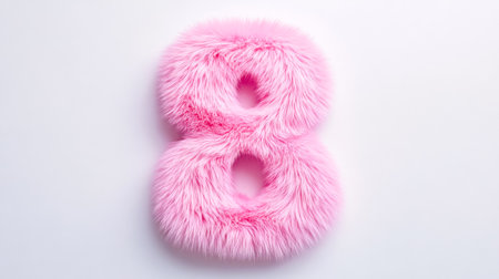 Pink fluffy number eight on white background representing international womens dayの素材