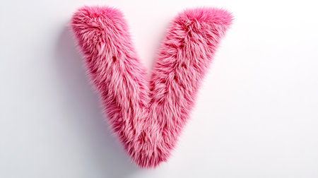 Pink furry v shaped decoration on white backgroundの素材